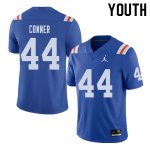 Youth Florida Gators #44 Garrett Conner NCAA Jordan Brand Royal Throwback Alternate Authentic Stitched College Football Jersey DYV2562XR